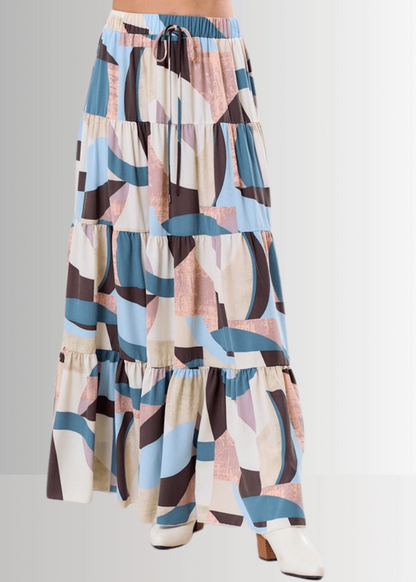 Malani Abstract Print Maxi Skirt