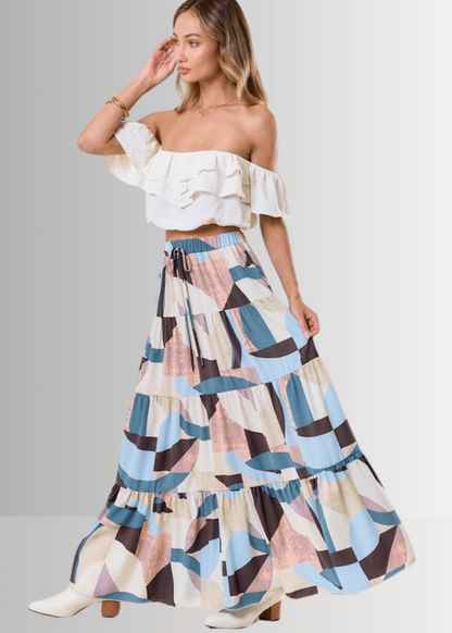 Malani Abstract Print Maxi Skirt