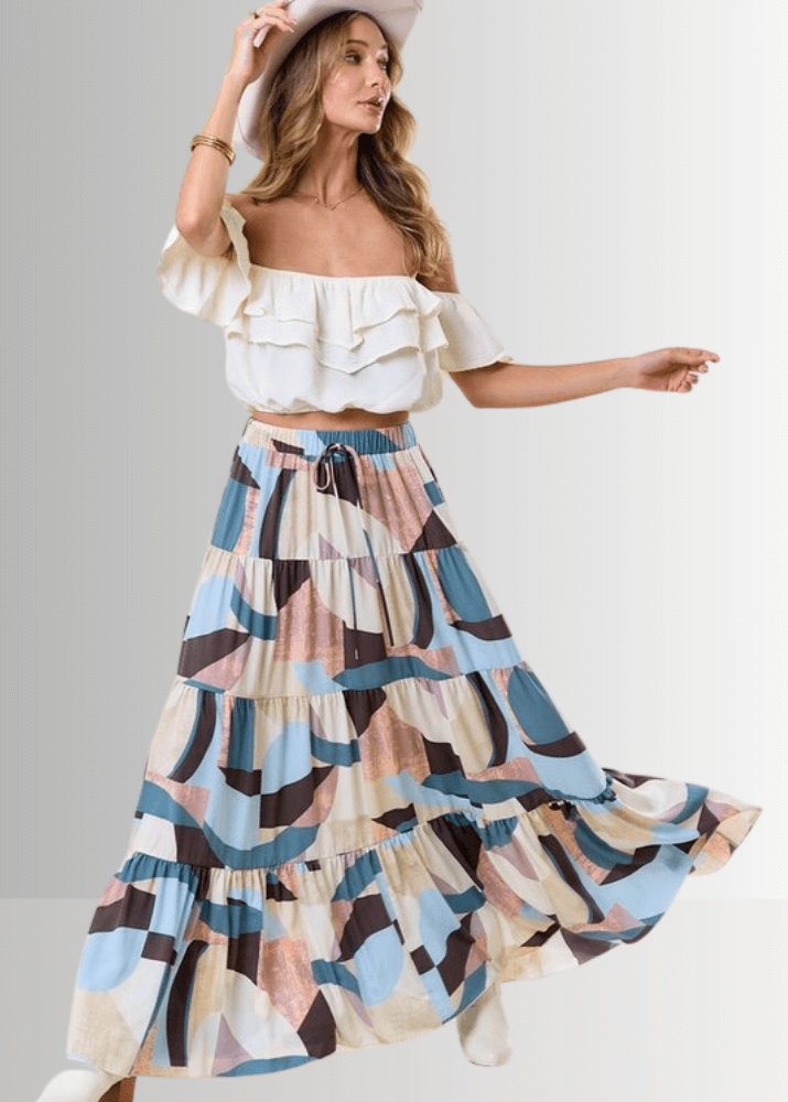 Malani Abstract Print Maxi Skirt