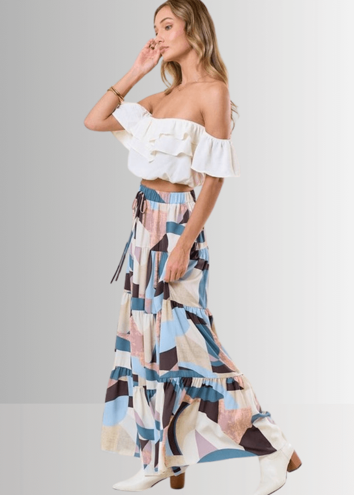 Malani Abstract Print Maxi Skirt