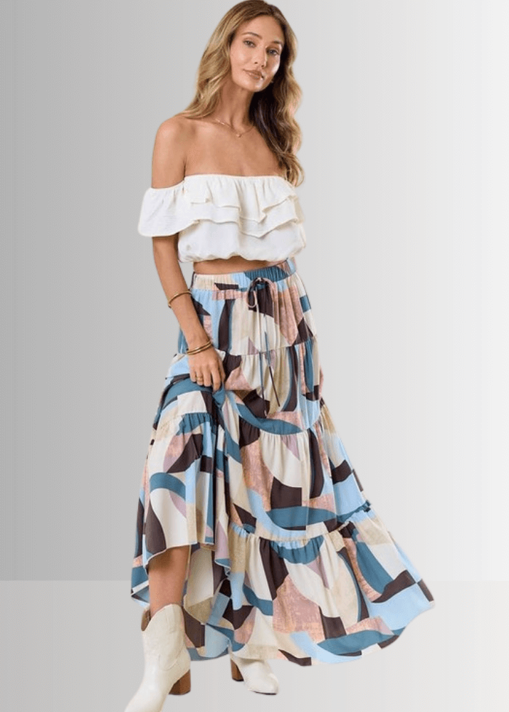 Malani Abstract Print Maxi Skirt