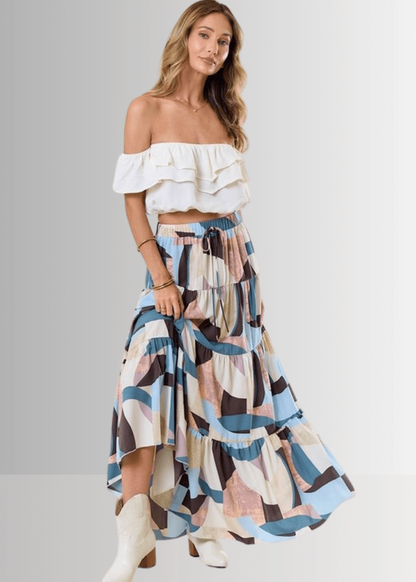 Malani Abstract Print Maxi Skirt