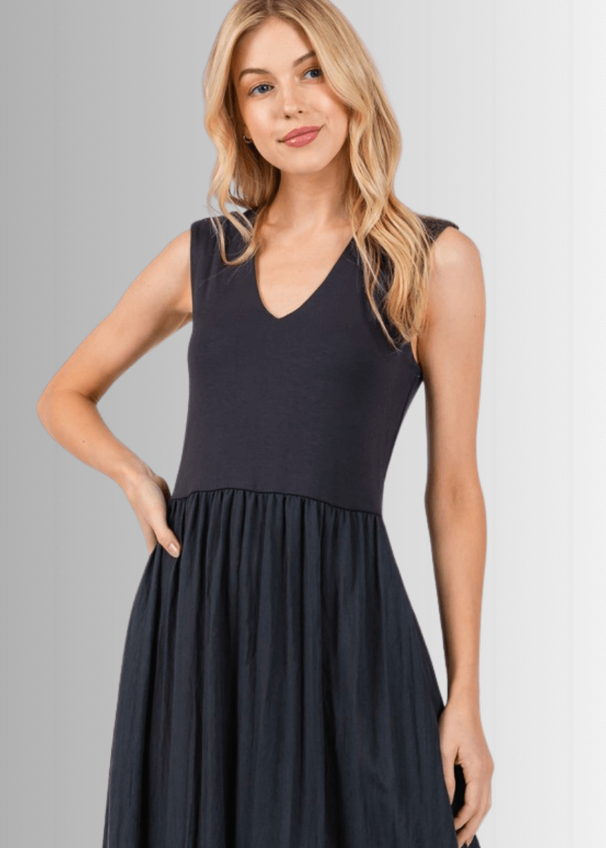 Nora Sleeveless Contrast Midi Dress