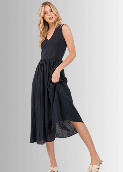 Nora Sleeveless Contrast Midi Dress