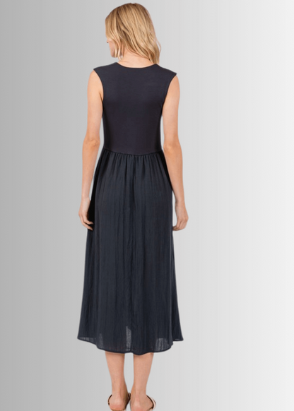 Nora Sleeveless Contrast Midi Dress