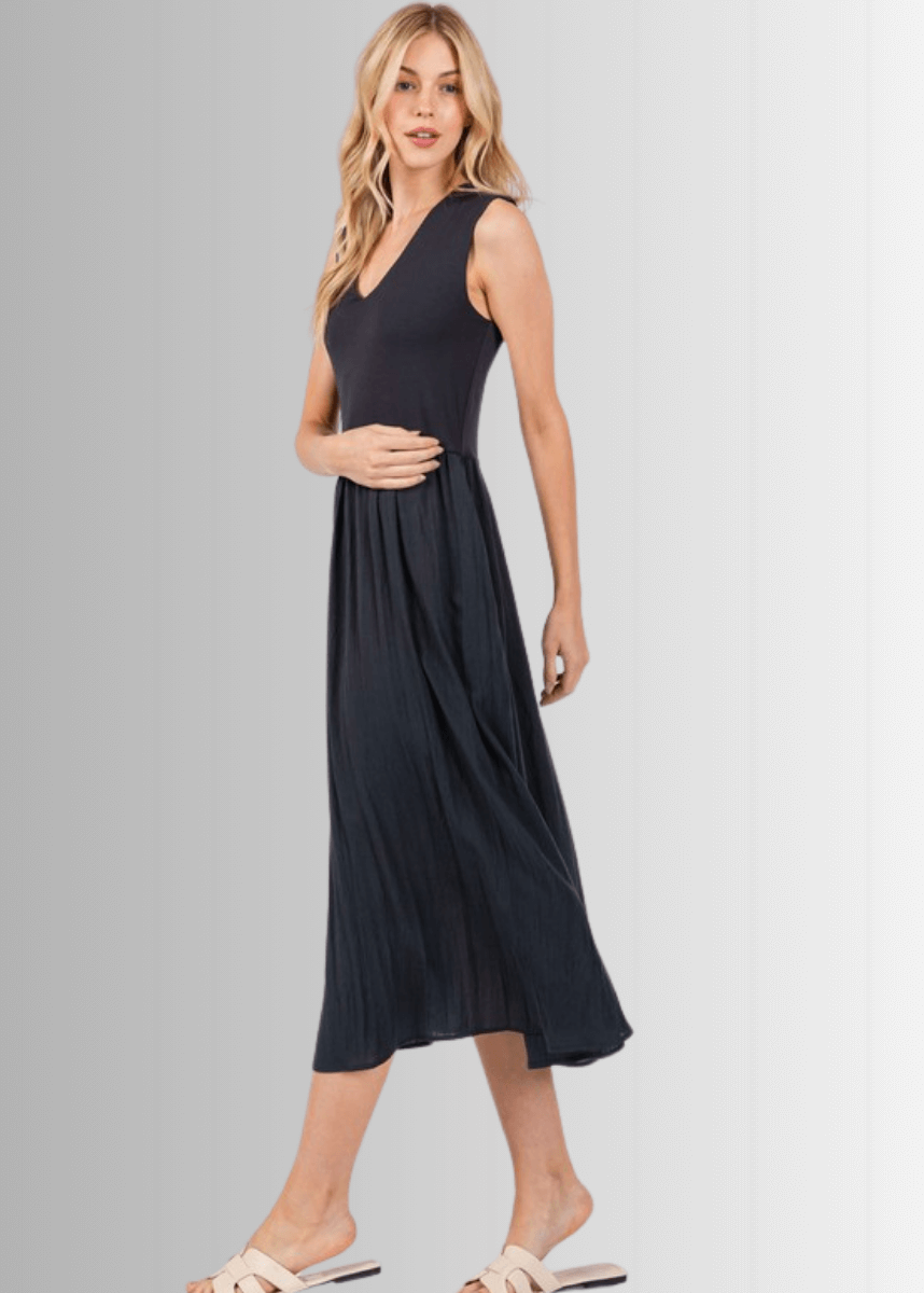 Nora Sleeveless Contrast Midi Dress
