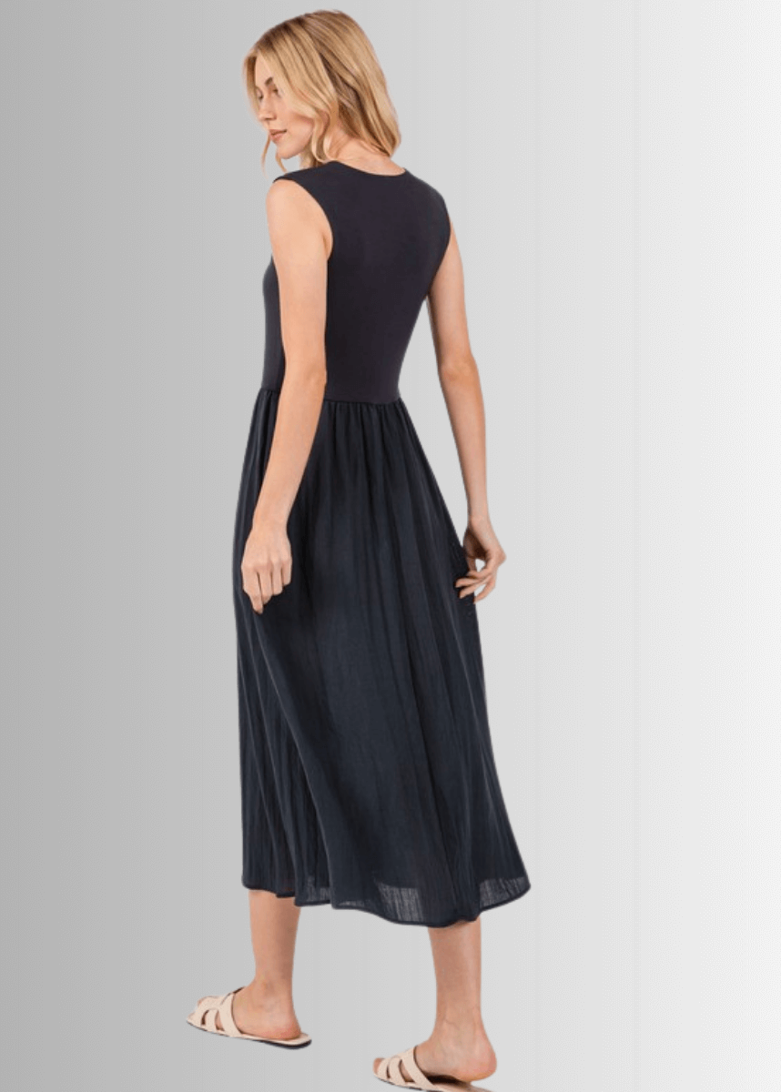 Nora Sleeveless Contrast Midi Dress