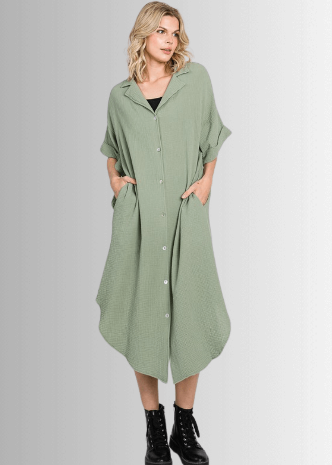 Phoebe Versatile Cotton Gauze Shirt Dress