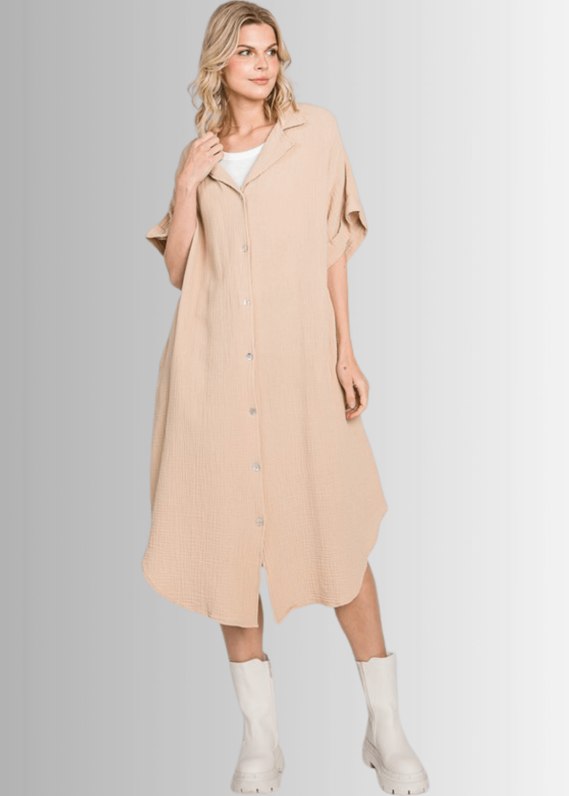 Phoebe Versatile Cotton Gauze Shirt Dress