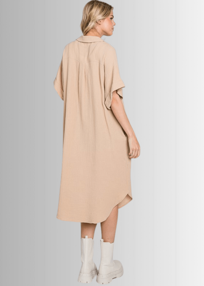 Phoebe Versatile Cotton Gauze Shirt Dress