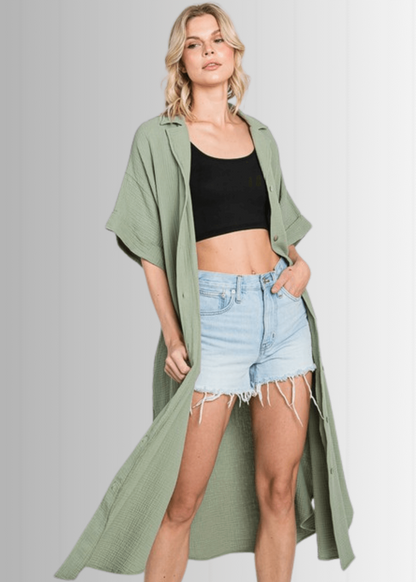 Phoebe Versatile Cotton Gauze Shirt Dress