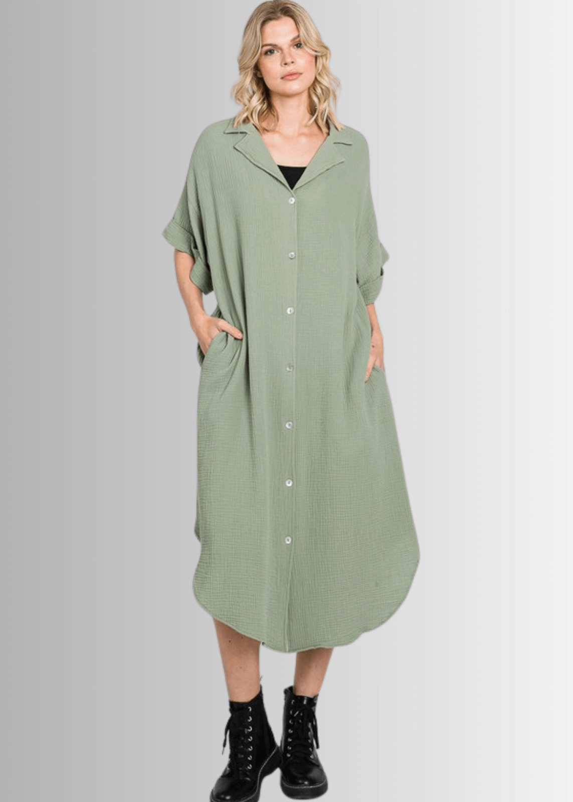 Phoebe Versatile Cotton Gauze Shirt Dress