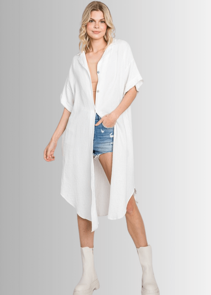 Phoebe Versatile Cotton Gauze Shirt Dress