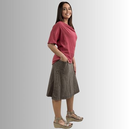 Julianne Cotton Cowl Neck Slub Tee