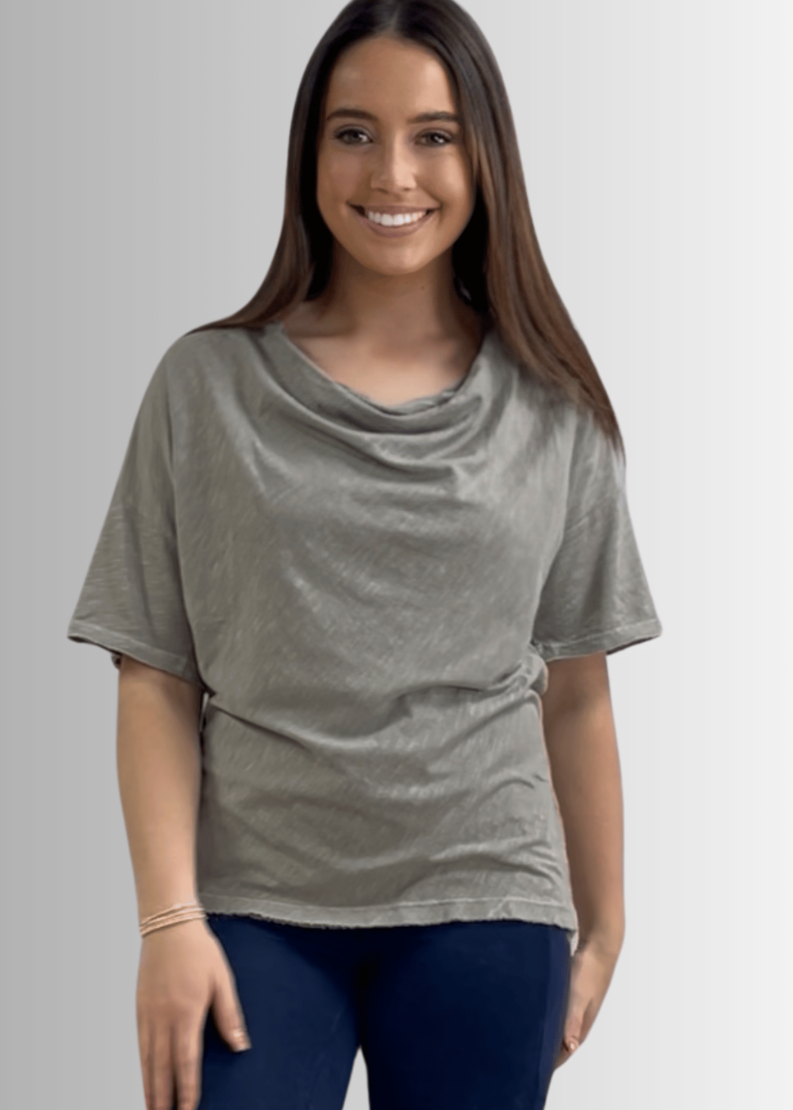 Julianne Cotton Cowl Neck Slub Tee
