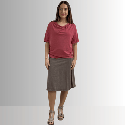 Julianne Cotton Cowl Neck Slub Tee
