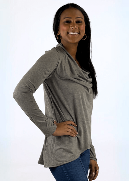 Cross Over Draped Cowl Neck Top Made in USA