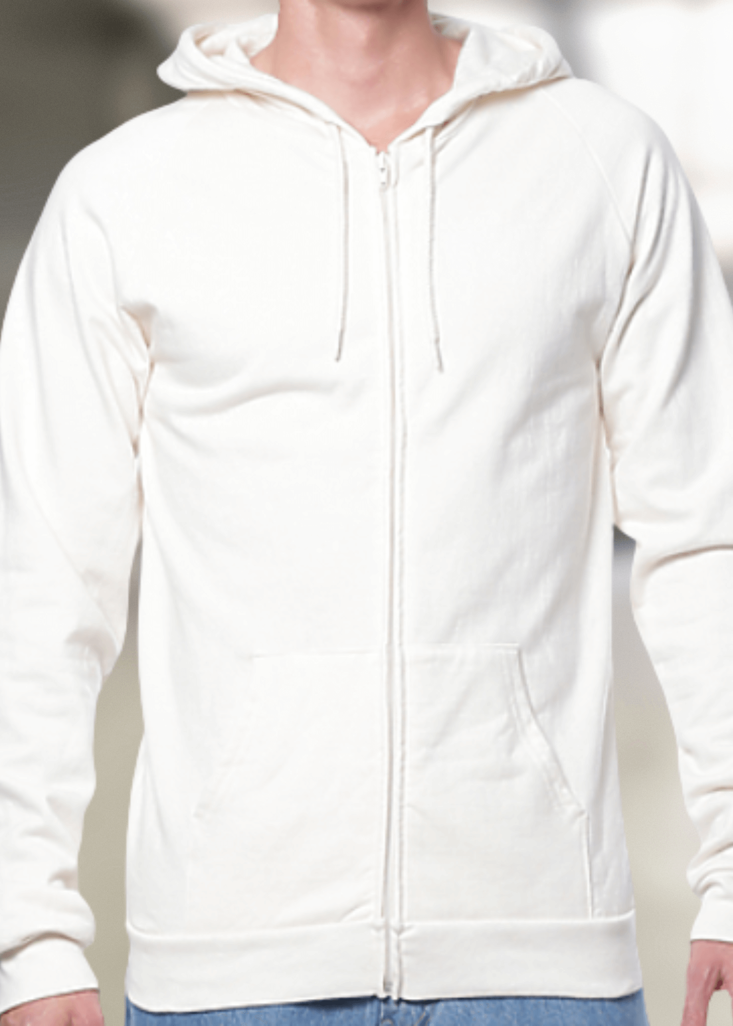 Organic Cotton Full Zip Hoodie in Cream Made in USA