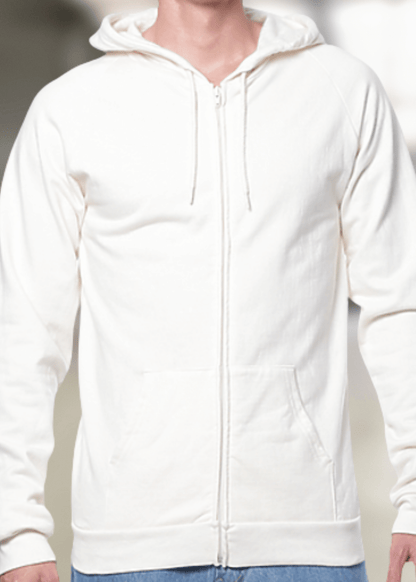 Organic Cotton Full Zip Hoodie in Cream Made in USA