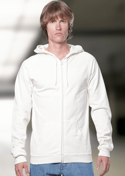 Organic Cotton Full Zip Hoodie in Cream Made in USA
