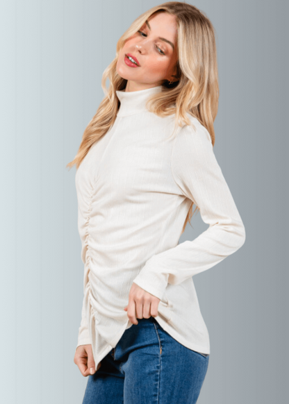 Delaney Mock Neck Top With Front Gathering CLEARANCE FINAL SALE