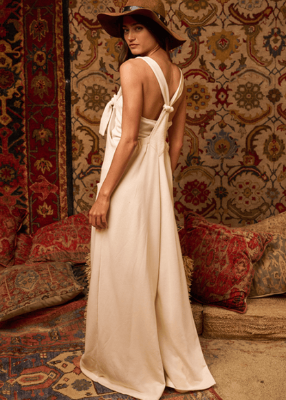 Cream French Terry Slouchy Overall Jumpsuit - CLEARANCE FINAL SALE
