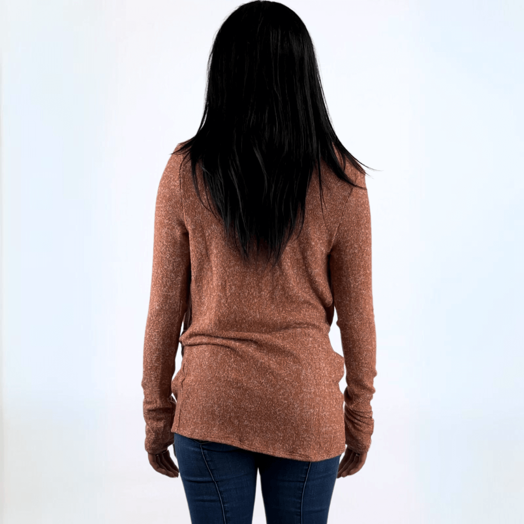 Brick Red Marbled Wrapped Sweater Made in USA