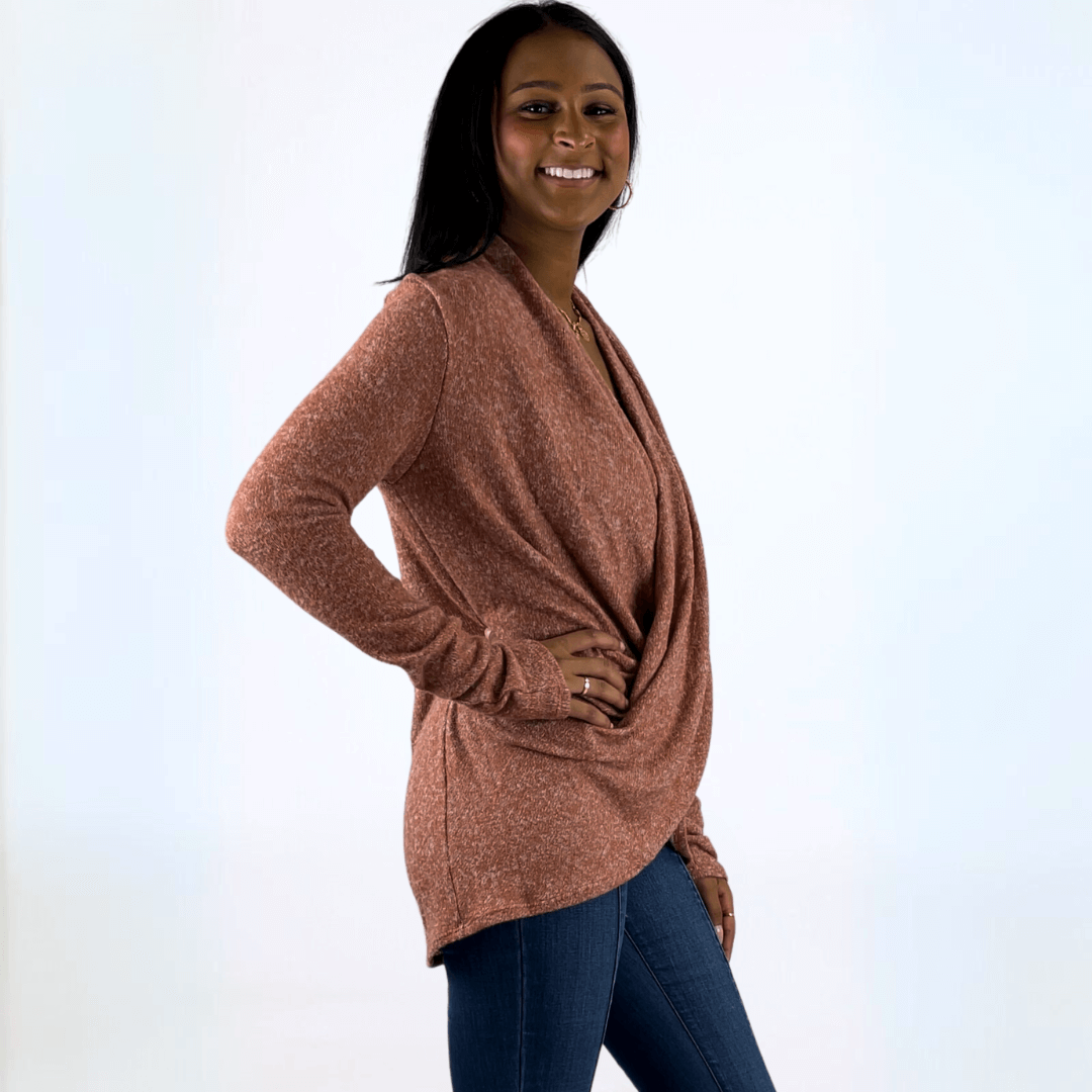 Brick Red Marbled Wrapped Sweater Made in USA