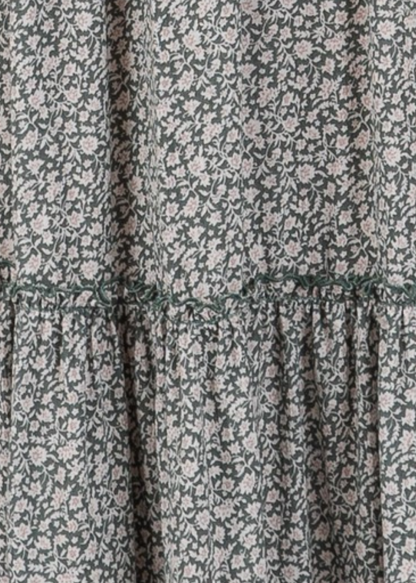 Pine Dove Sage Ditsy Floral Maxi Skirt Made in USA