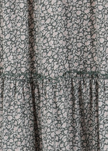 Pine Dove Sage Ditsy Floral Maxi Skirt Made in USA