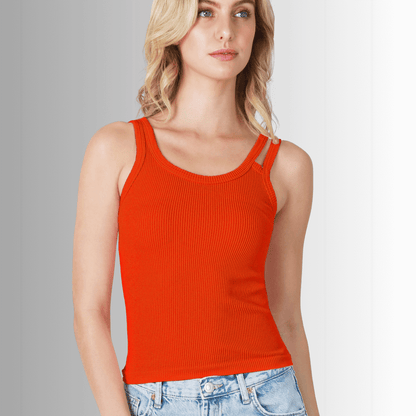 Nikibiki Double Strap Tank Top in Cherry Tomato - Clearance Final Sale