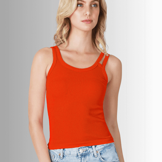 Nikibiki Double Strap Tank Top in Cherry Tomato - Clearance Final Sale