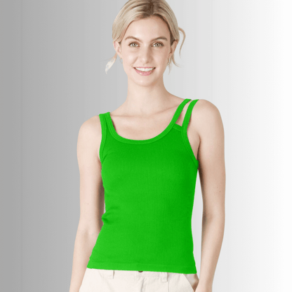 Nikibiki Double Strap Tank Top in Classic Green - Clearance Final Sale