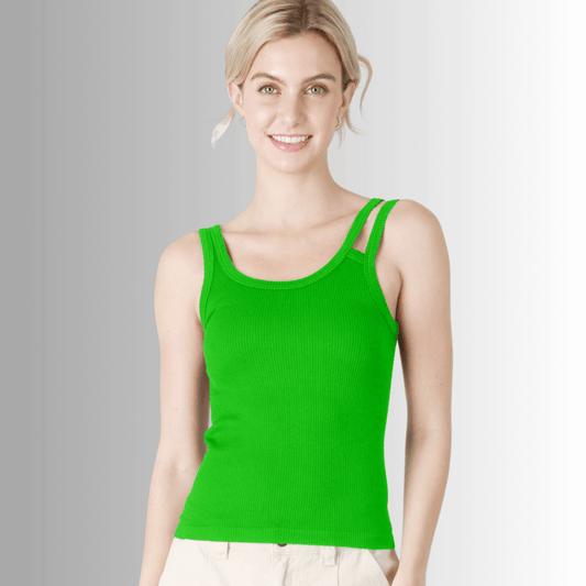 Nikibiki Double Strap Tank Top in Classic Green - Clearance Final Sale