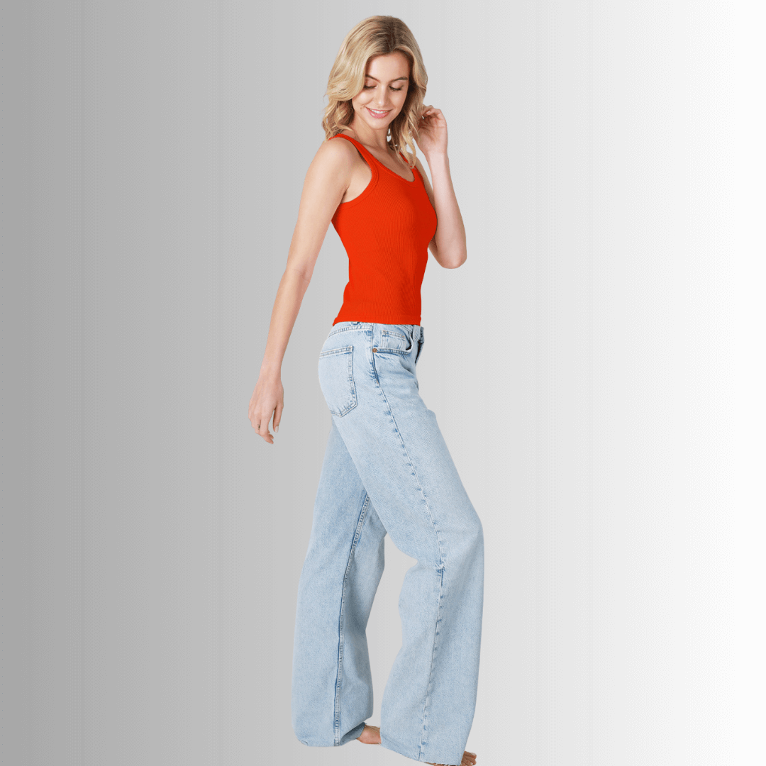 Nikibiki Double Strap Tank Top in Cherry Tomato - Clearance Final Sale