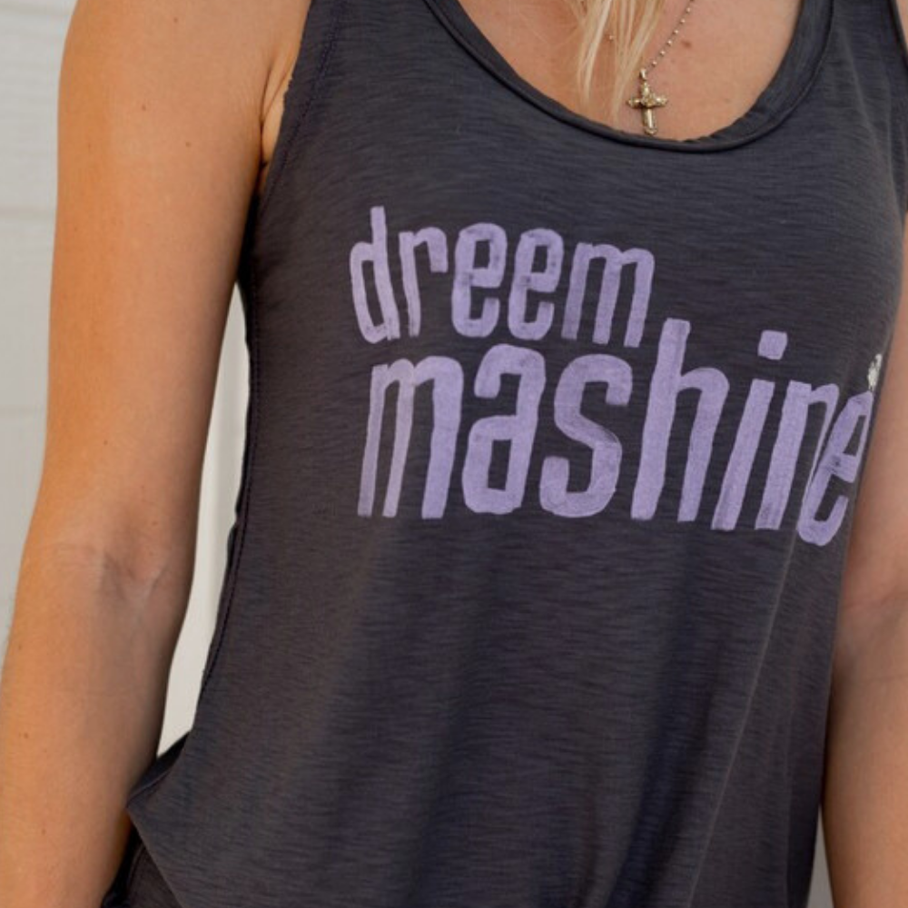 Sleepaholik "dreem mashine" Cotton Raw Edge Sleep Tank - Clearance Final Sale