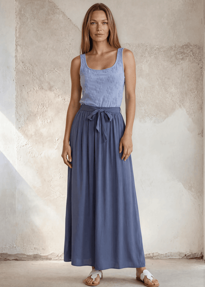 Daisy Embossed Tank Top in Light Blue