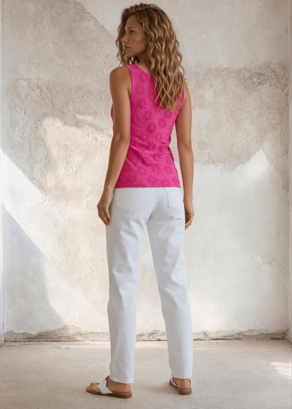 Daisy Embossed Tank Top in Fuchsia