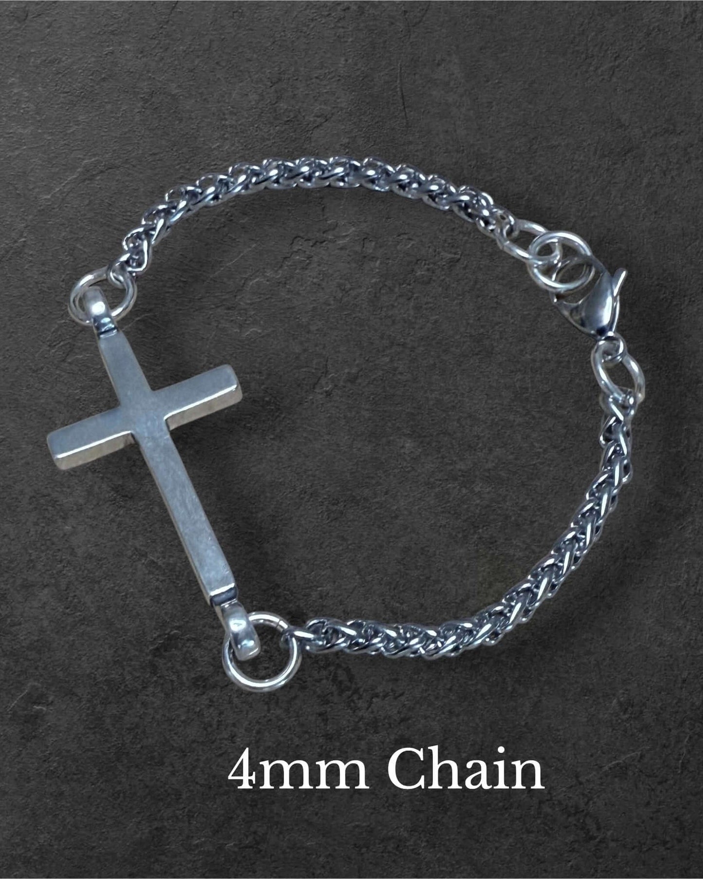*NEW FAITH Classic Cross Bracelet - Sterling Silver on Stainless Steel Chain