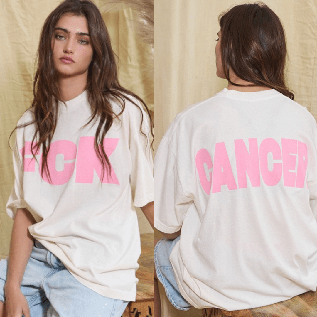 "FCK CANCER" Graphic Oversized Cotton T-Shirt CLEARANCE FINAL SALE
