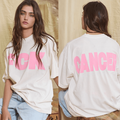 "FCK CANCER" Graphic Oversized Cotton T-Shirt CLEARANCE FINAL SALE