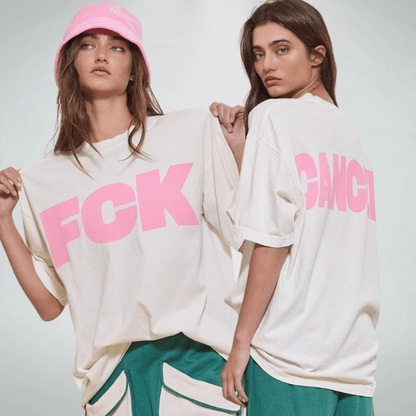 "FCK CANCER" Graphic Oversized Cotton T-Shirt CLEARANCE FINAL SALE
