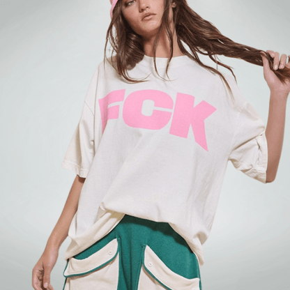 "FCK CANCER" Graphic Oversized Cotton T-Shirt CLEARANCE FINAL SALE