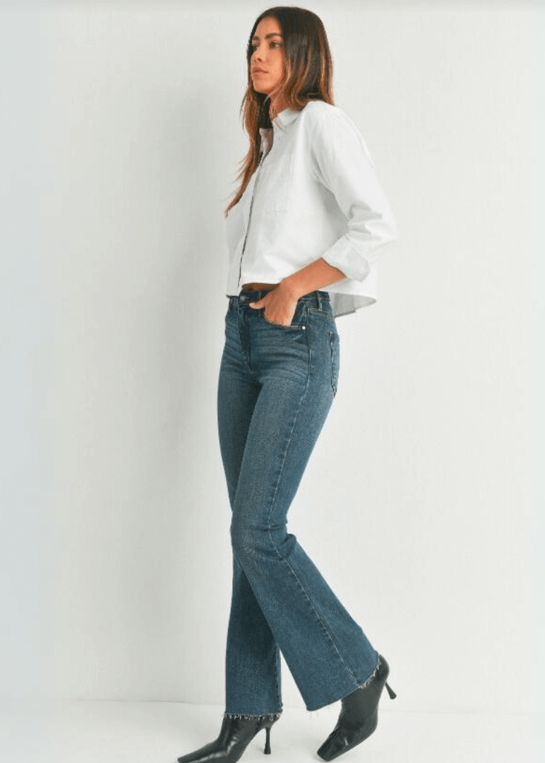 The Fall Flare Denim Jeans in Dark Denim Made in USA