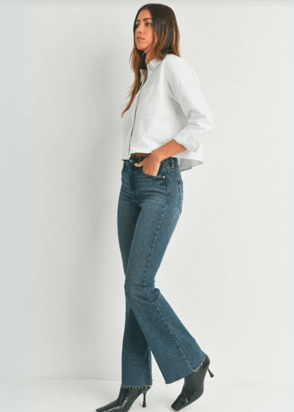 The Fall Flare Denim Jeans in Dark Denim Made in USA