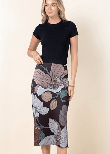 Felicia Big Floral  Print Midi Skirt