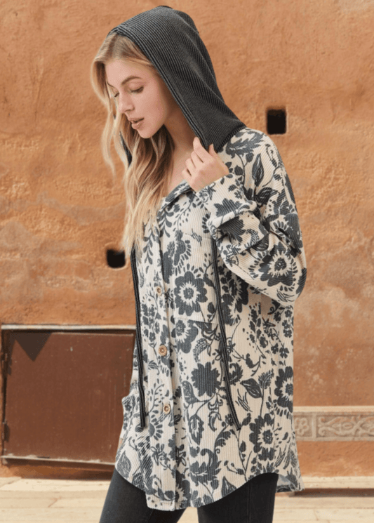 Elise Floral Ribbed Knit Shacket
