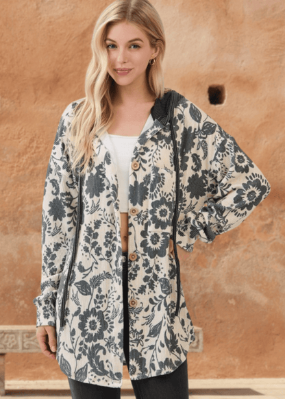 Elise Floral Ribbed Knit Shacket
