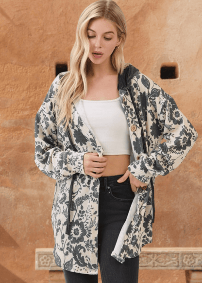 Elise Floral Ribbed Knit Shacket