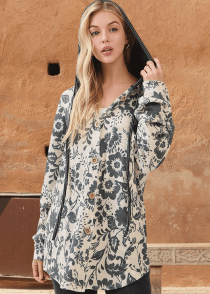 Elise Floral Ribbed Knit Shacket